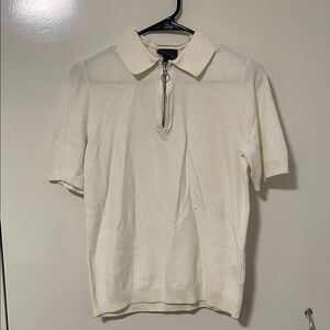 H&M Off-White Zip Polo Shirt